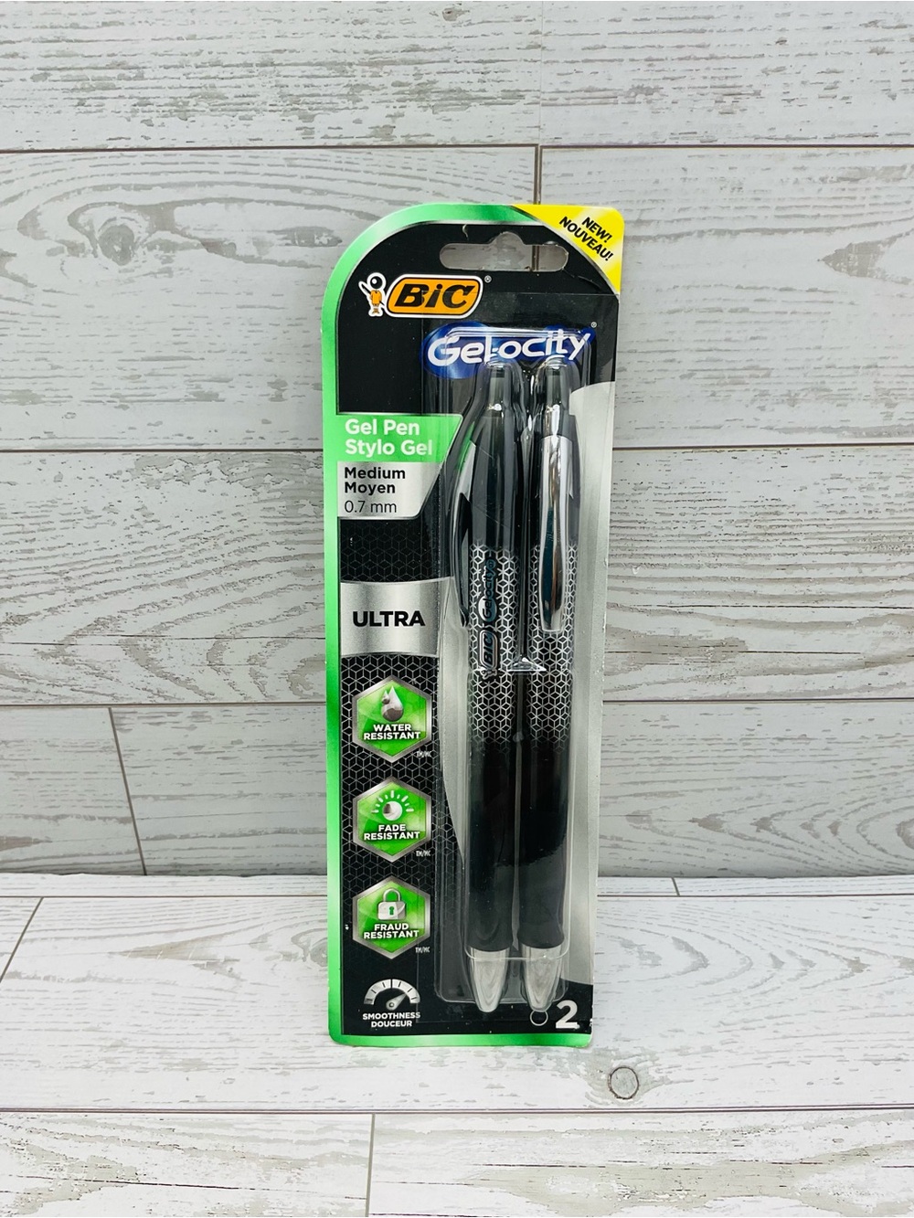 BIC Gel-ocity Ultra Retractable Gel Pens Black 2 Count New
